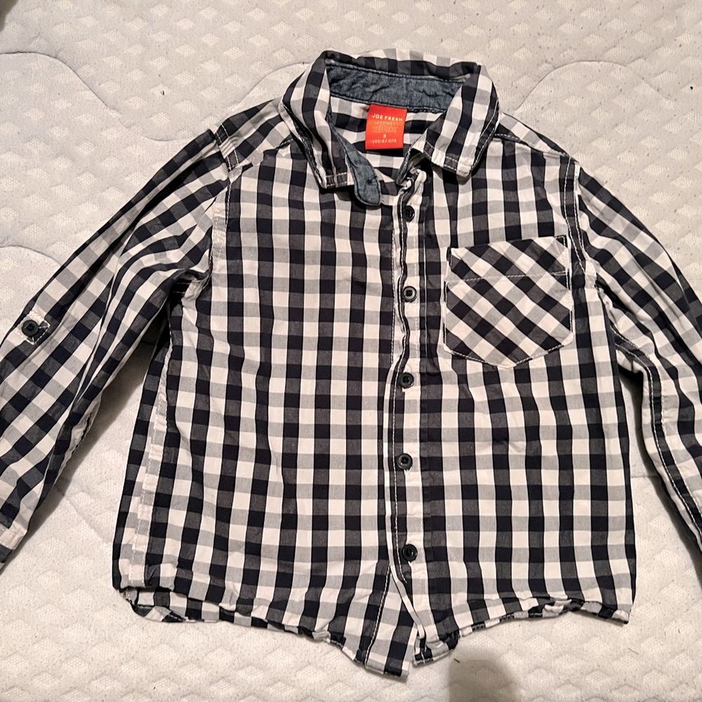 Joe Fresh Checkered Kids Shirt - Black and White size 3